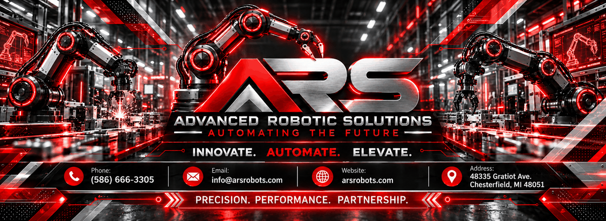 Advanced Robotic Solutions (ARS): Automating the Future. Innovate, automate, elevate. Phone (586) 666-3305, email info@arsrobots.com, website arsrobots.com, address 48335 Gratiot Ave., Chesterfield, MI 48051. Precision, performance, partnership.